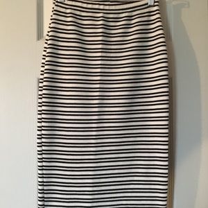 Pull-On Striped Midi Skirt